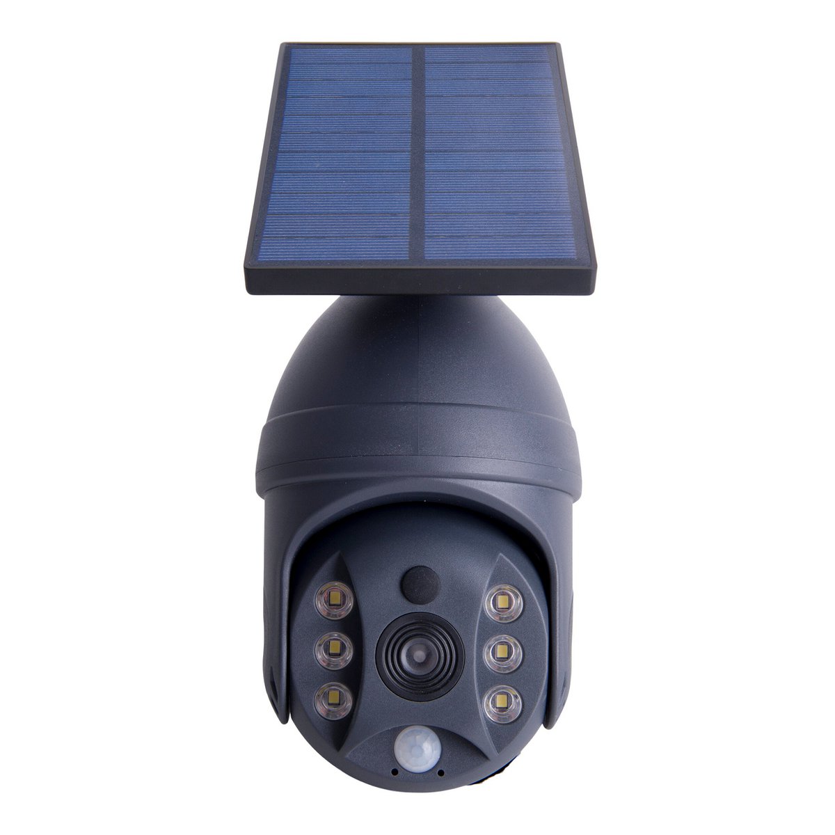 LED -zonne -buitenwandlamp "Moho" met bewegingsdetector en beveiligingscamera -vouw, wandlicht gemaakt van plastic in grijs, met geïntegreerde LED