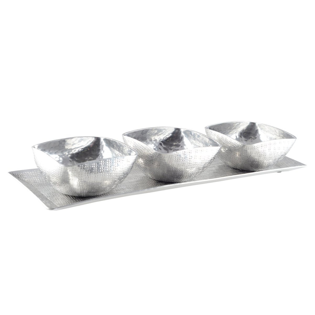 Set van 3 kopjes op aluminium plaat