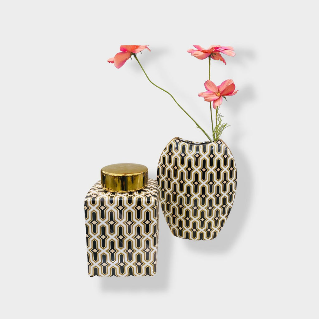 Zwart gouden pot (klein formaat: H21* B*14 D*14)