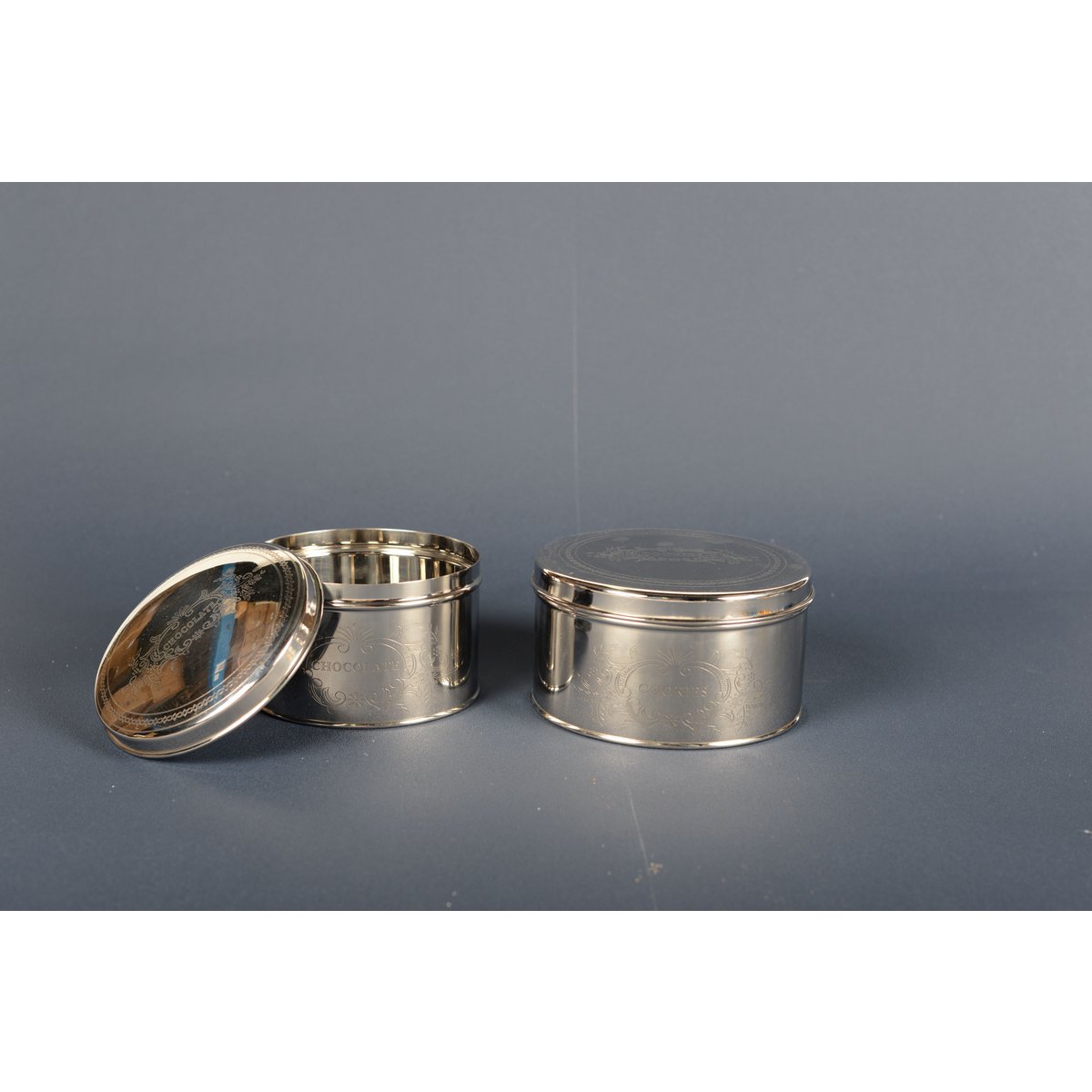 Silver Round Cookie Box 17x17x9cm