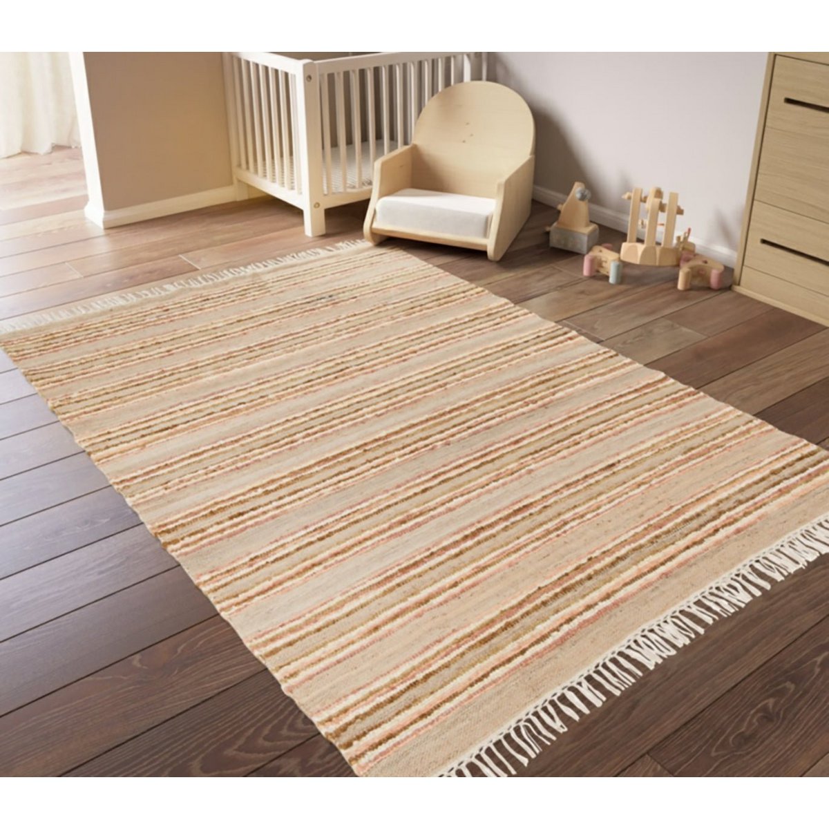 Handgemaakte wollen wollen tapijt en jute raj