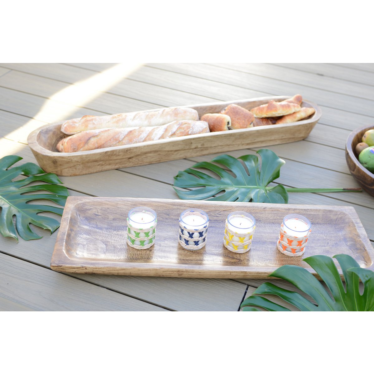 Decoratief houten dienblad 80x28x4,5 cm