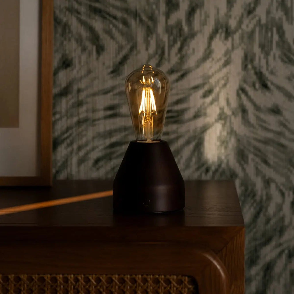 Zavi donkerbruine oplaadbare LED-tafellamp – draadloos, dimbaar, batterij met een levensduur van 80 uur