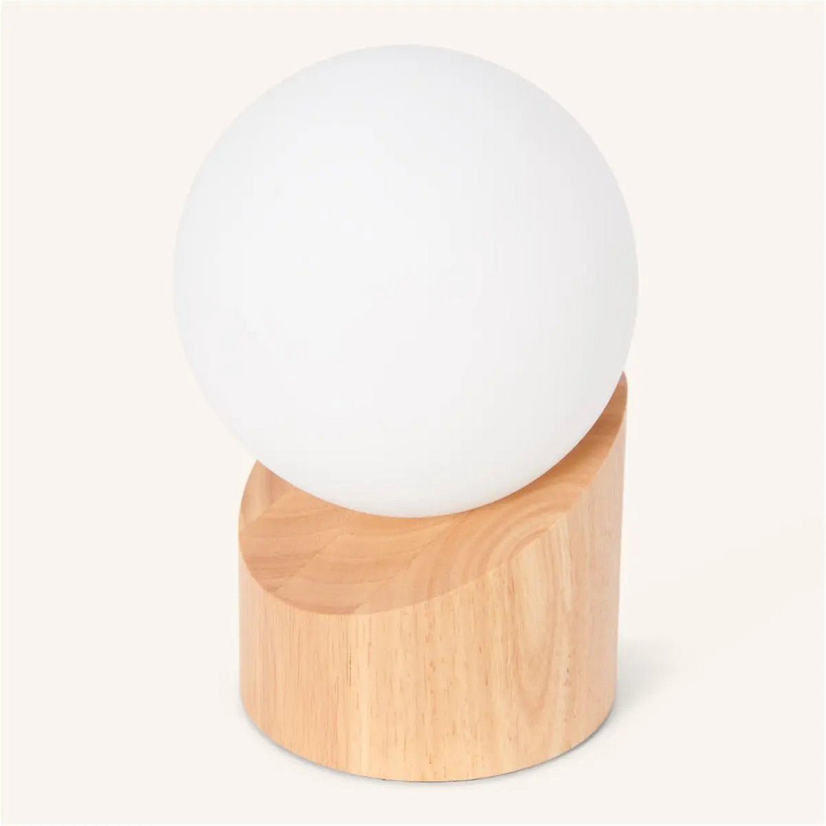 Quin lichtbruine houten lamp met koord - duurzaam rubberwood en matglas