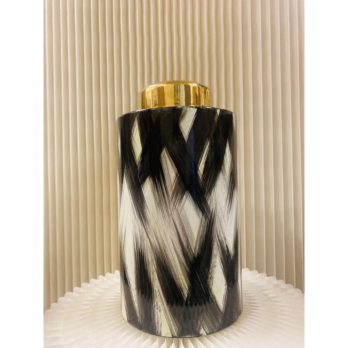 Keramieken pot Zwart wit goud Groot formaat