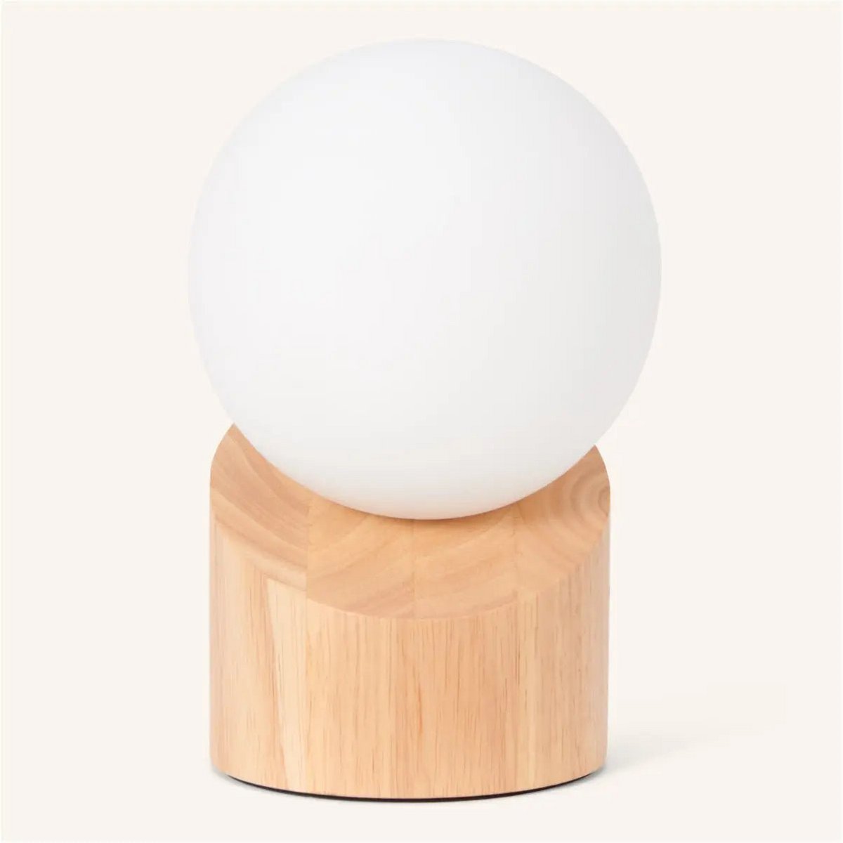 Quin lichtbruine houten lamp met koord - duurzaam rubberwood en matglas