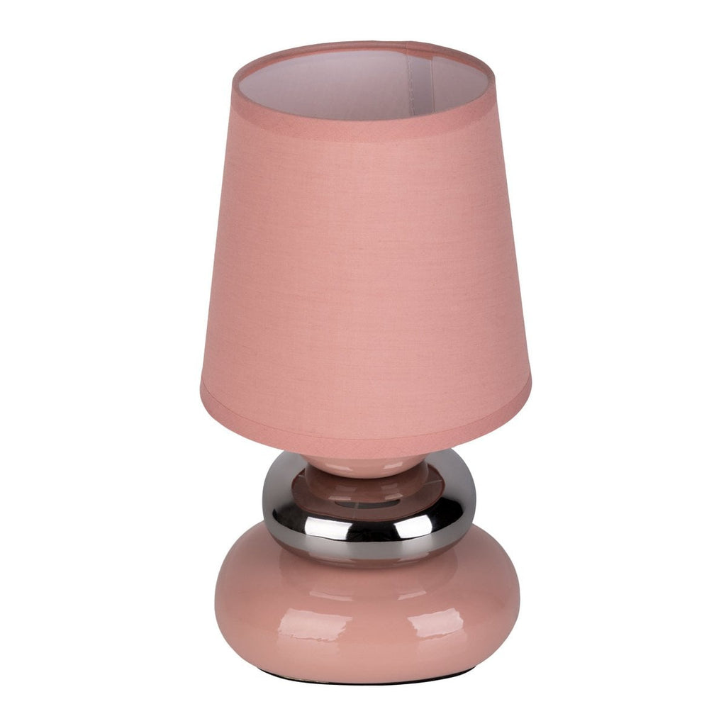 Liv · Houten tafellamp met linnen kap — roze