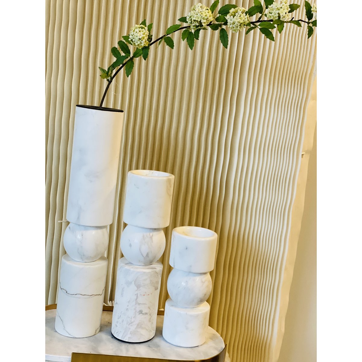 KANDELAAR | MARBLE | WHITE L H39.5cm*W8cm D 8cm Reversible for flower arrangement