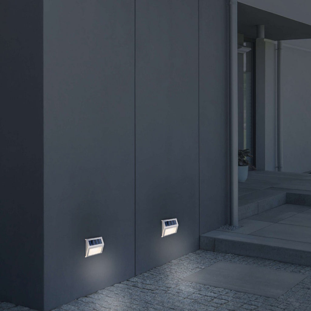 4 Set LED LED Solar Outer Light, voor buiten, wandlamp-metaal en plastic in stalen blank, met geïntegreerde LED