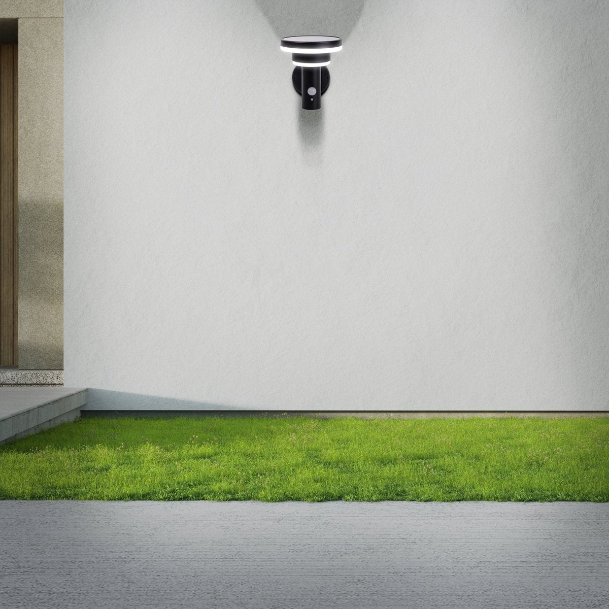 LED Solar Buitenwandlamp "Nora", voor buiten, wandlamp - metaal en plastic in het zwart, met geïntegreerde LED