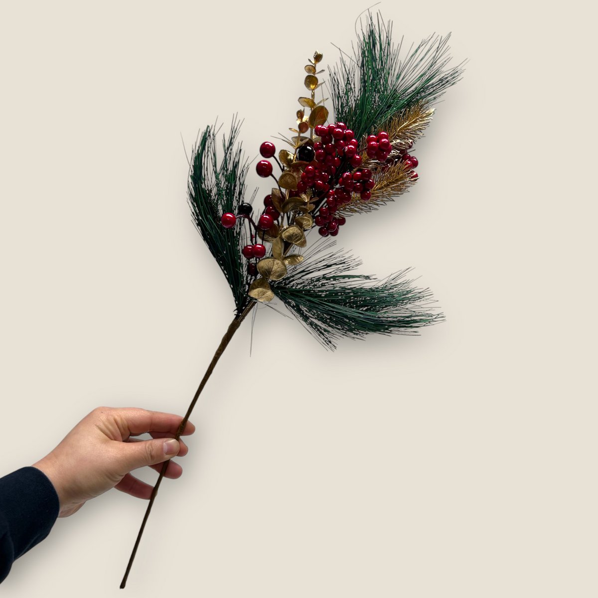 Kerstbloemcombinatie  | Zijden kunstbloem | Lengte 61cm  1pcs