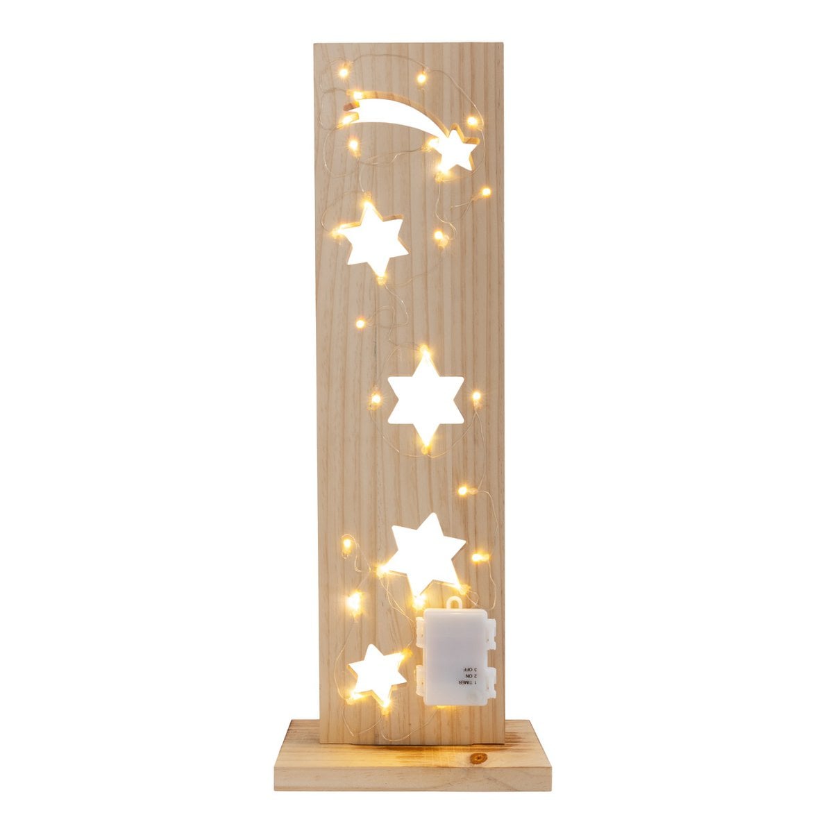 Led Wood Decolum "Stars", gemaakt van natuurlijk hout met vaste LED's, kerstdecoratie voor buiten