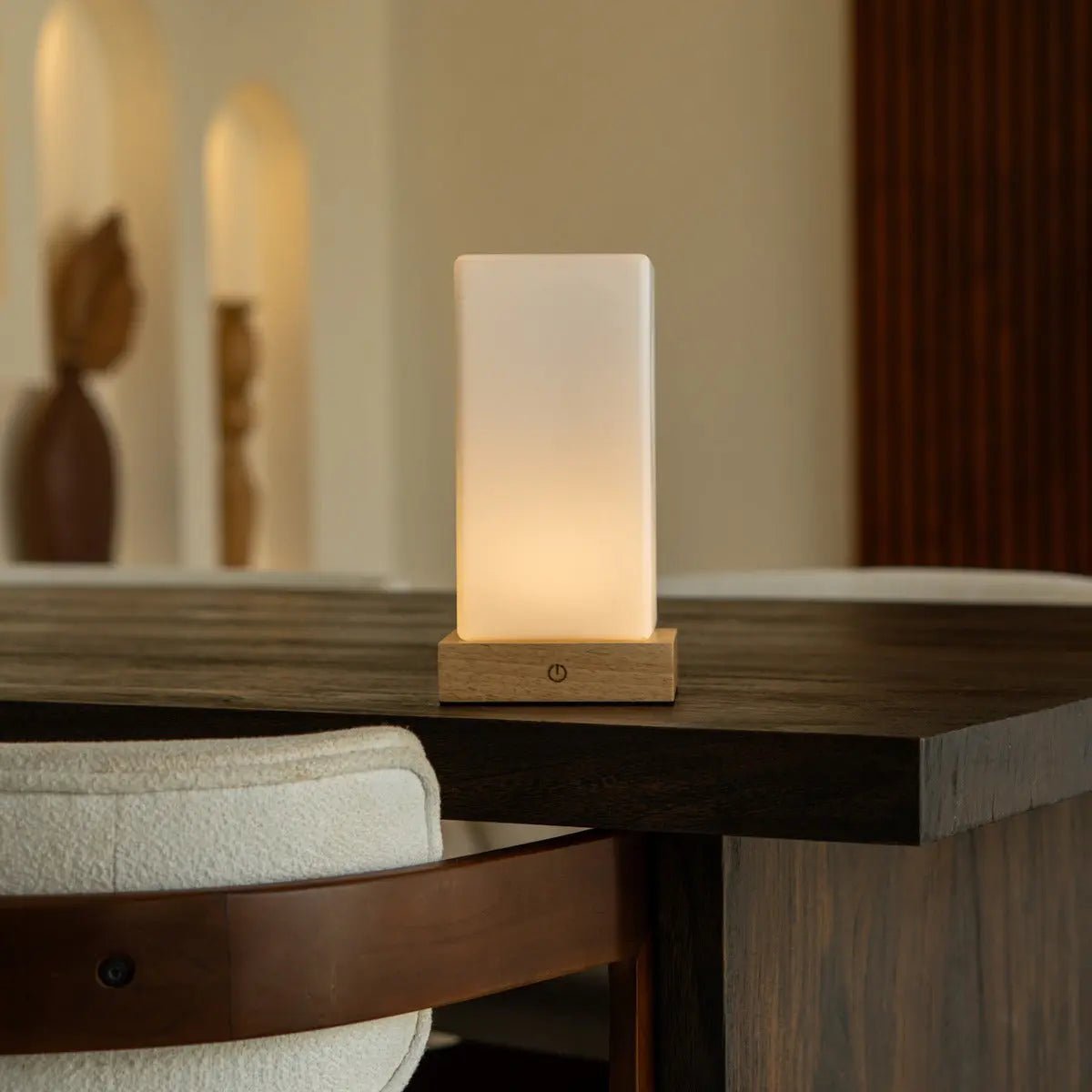 Zayn lichtbruine houten oplaadbare lamp L Dimmable & draadloze en goede batterij