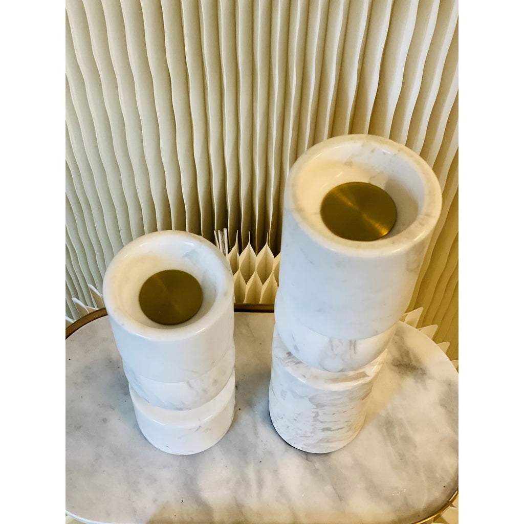 KANDELAAR | MARBLE | WHITE L H39.5cm*W8cm D 8cm Reversible for flower arrangement