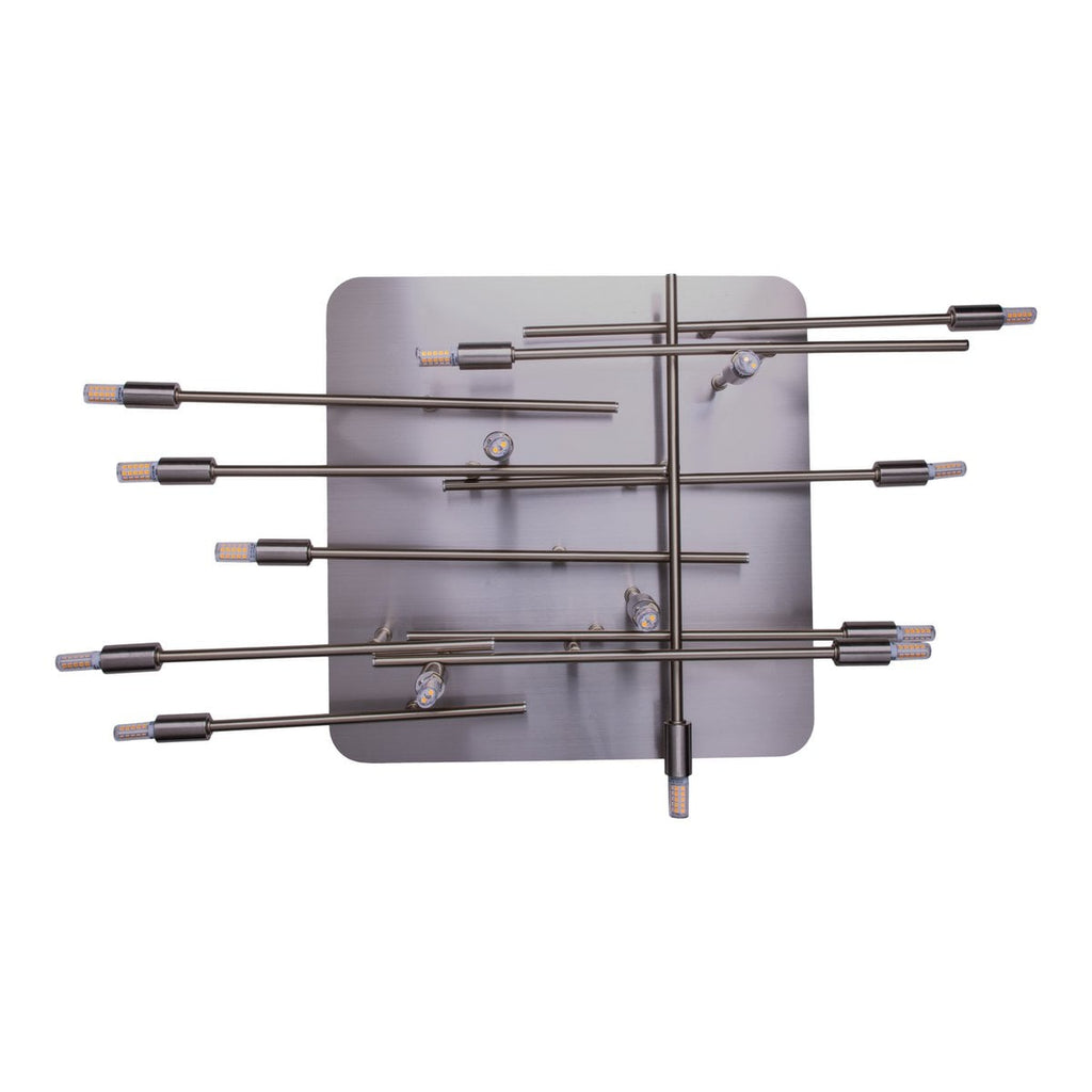 LED -plafondlamp "Ancona" met achtergrondverlichting gemaakt van metaal in roestvrijstalen optiek, G9 -versies, lamp voor woonkamer, eetkamer, gang en kantoor, ca. 71 x 70 cm