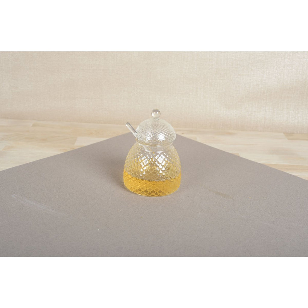 Honingpot met 400 ml glazen lepel