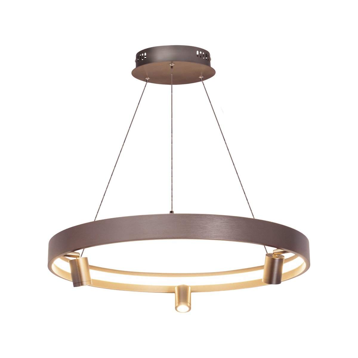 LED -hanglamp "" Tristan ", moderne metalen slinger lamp en plastic in stalen blanco, de LED's zijn stevig geïnstalleerd. Met ongeveer 58 cm Øthie, ideale verlichting voor woonkamer, eetkamer of keuken.