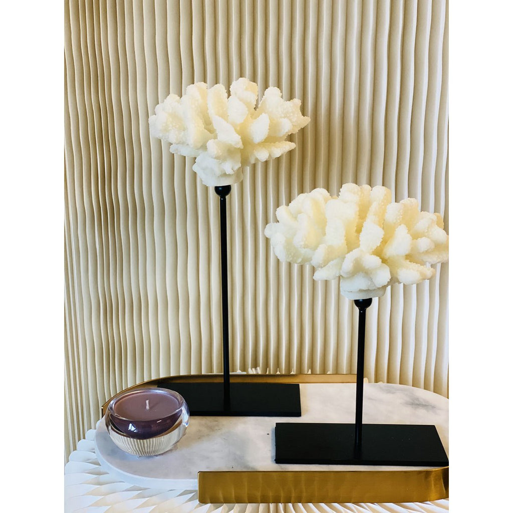 Koraalcollectie met metalen standaard -L-maat: H29cm B15cm D15cm