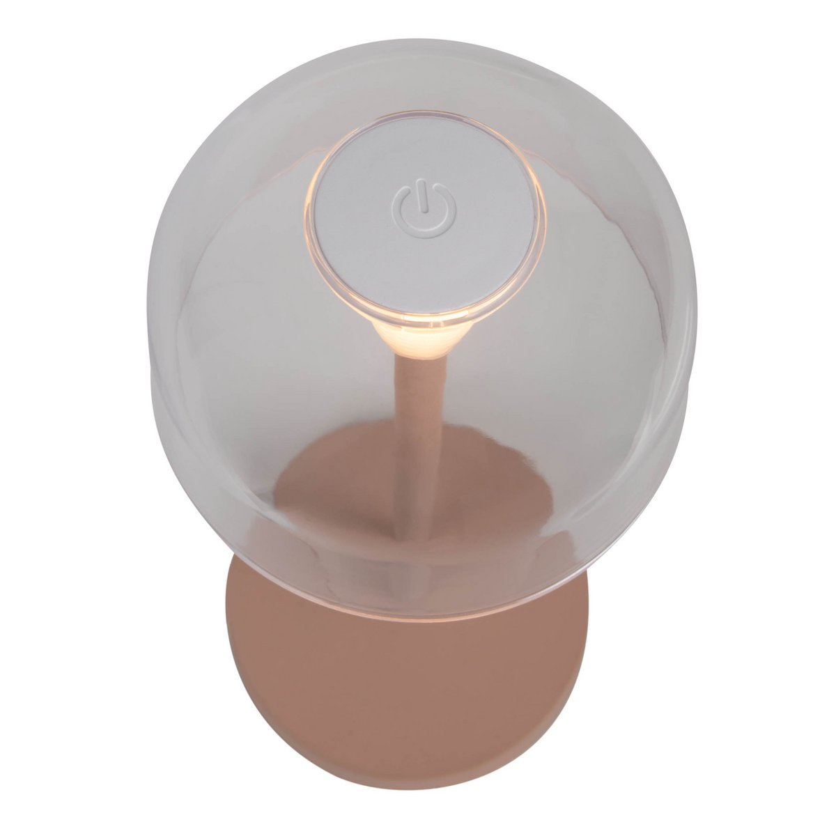 2-ex-ingestelde LED-batterijtafellamp "Gomba" voor buiten en binnen, gemaakt van metaal en plastic in matte amandel, 18,5 cm hoog