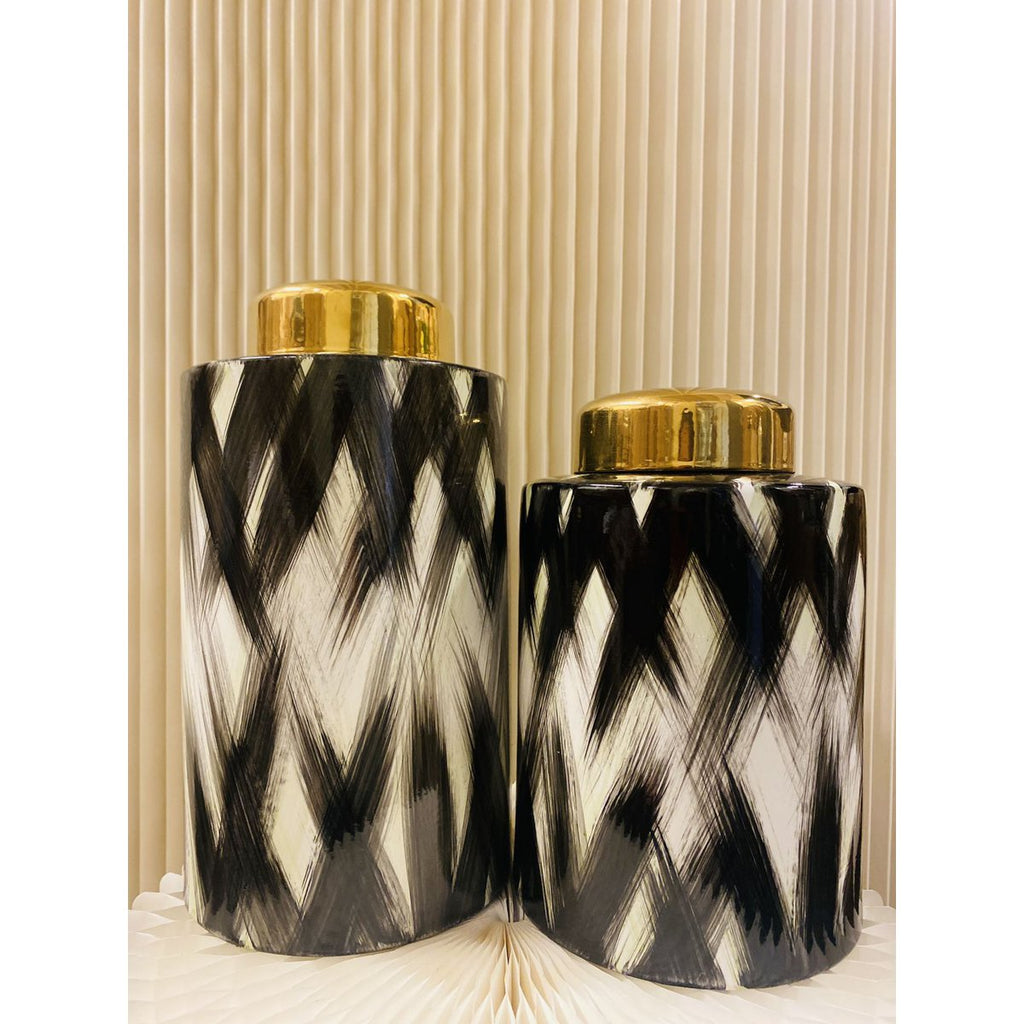 Keramieken pot Zwart wit goud Groot formaat