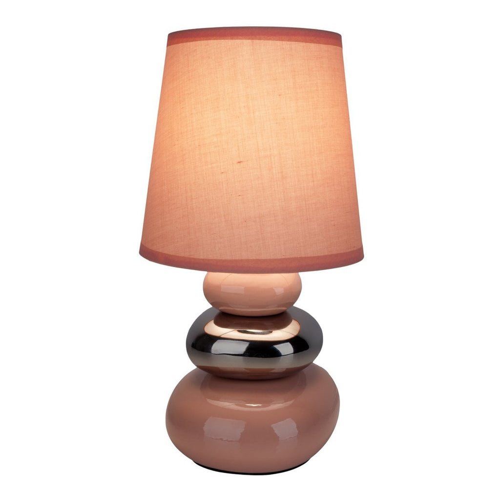 Liv · Houten tafellamp met linnen kap — roze