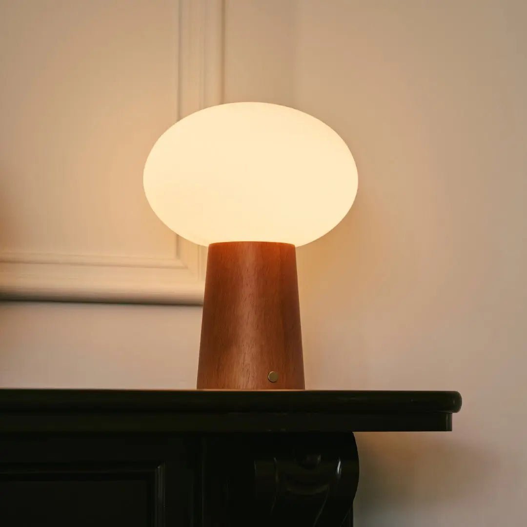 Max kastanje houten draadloze en oplaadbare lamp-milieuvriendelijk ontwerp