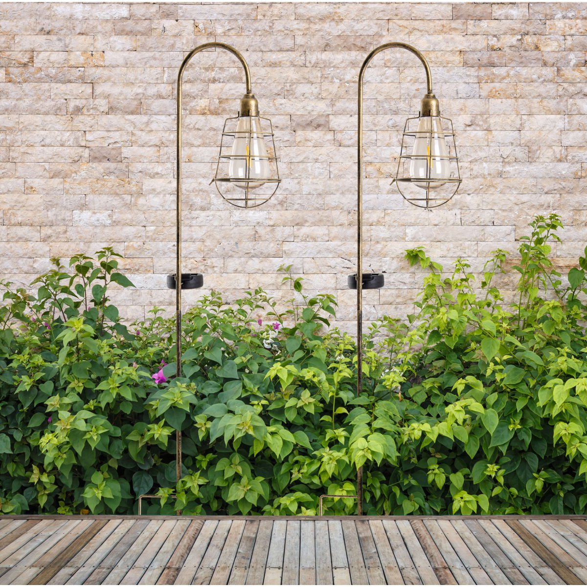 2 Set LED Decoratief Solar Earth Spit "Gitti" H: 76,5 cm, voor buiten, gemalen spiesjes gemaakt van metaal en plastic, in oude maaltijd, met geïntegreerde LED