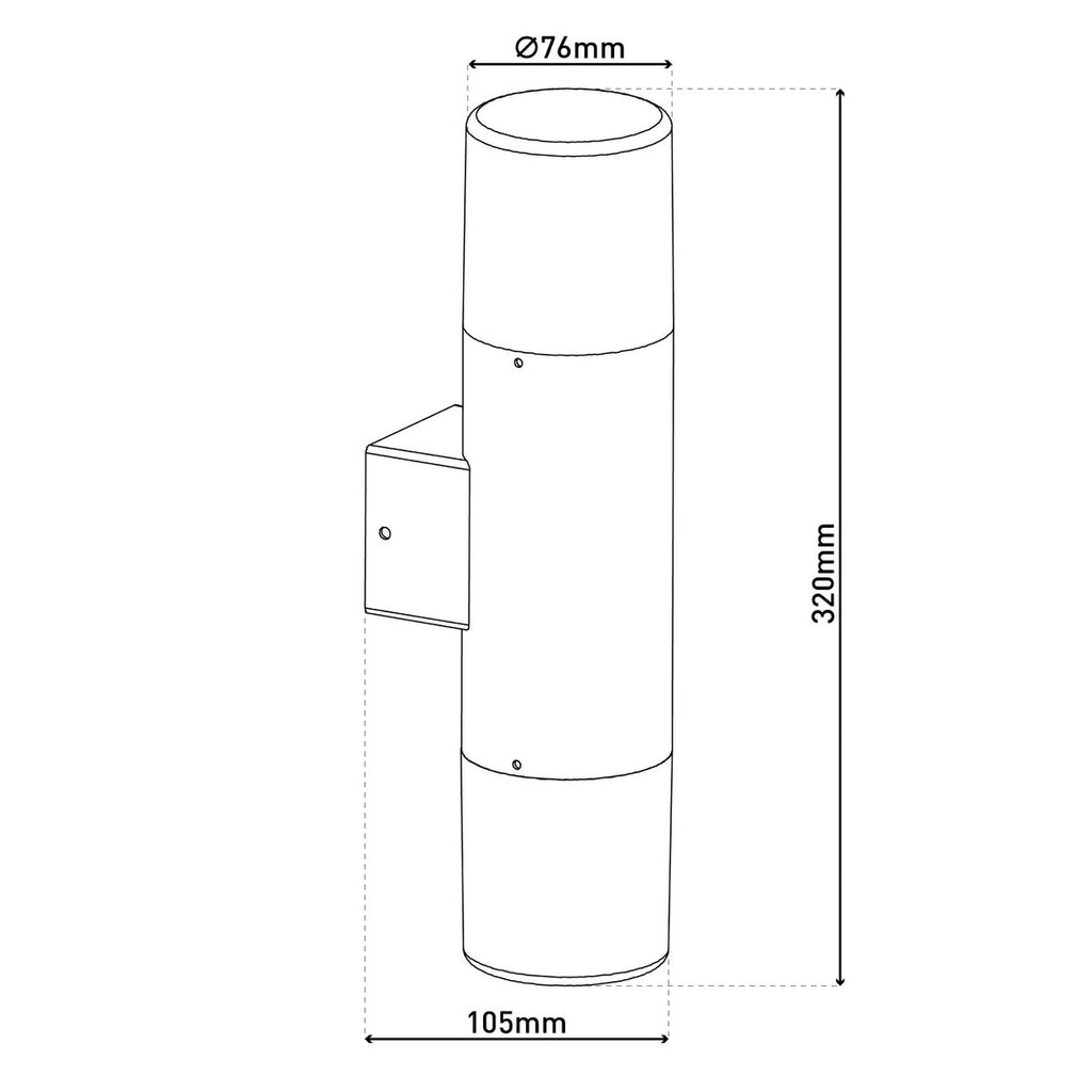 Buiten wandlamp "Torcia" 32 cm hoog gemaakt van metaal en plastic in zwart, E27