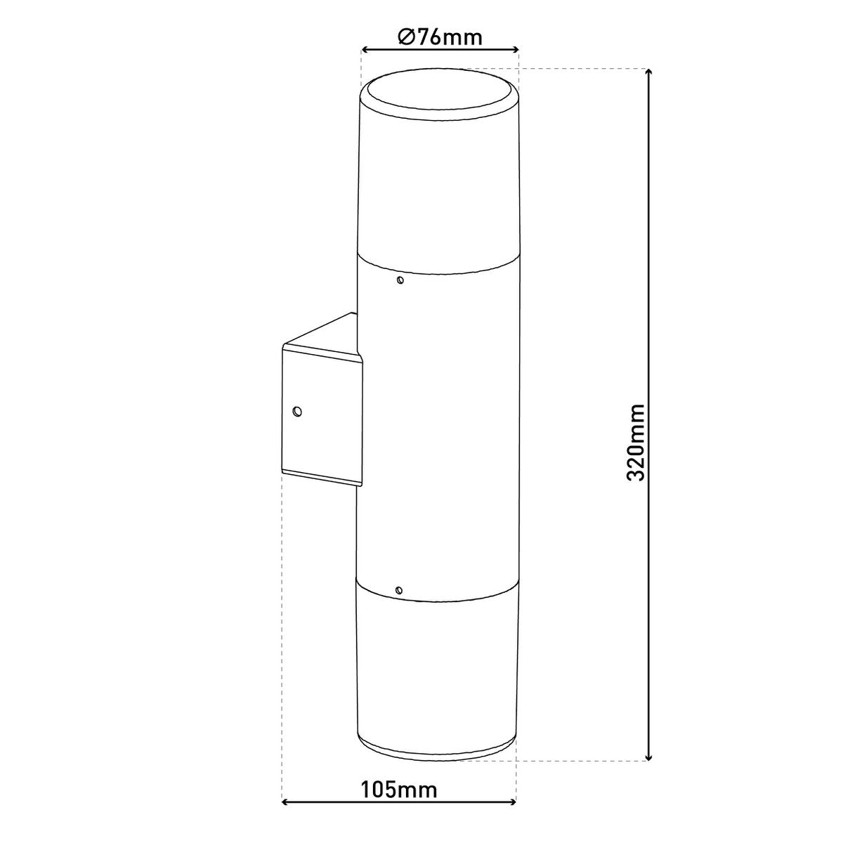 Buiten wandlamp "Torcia" 32 cm hoog gemaakt van metaal en plastic in zwart, E27