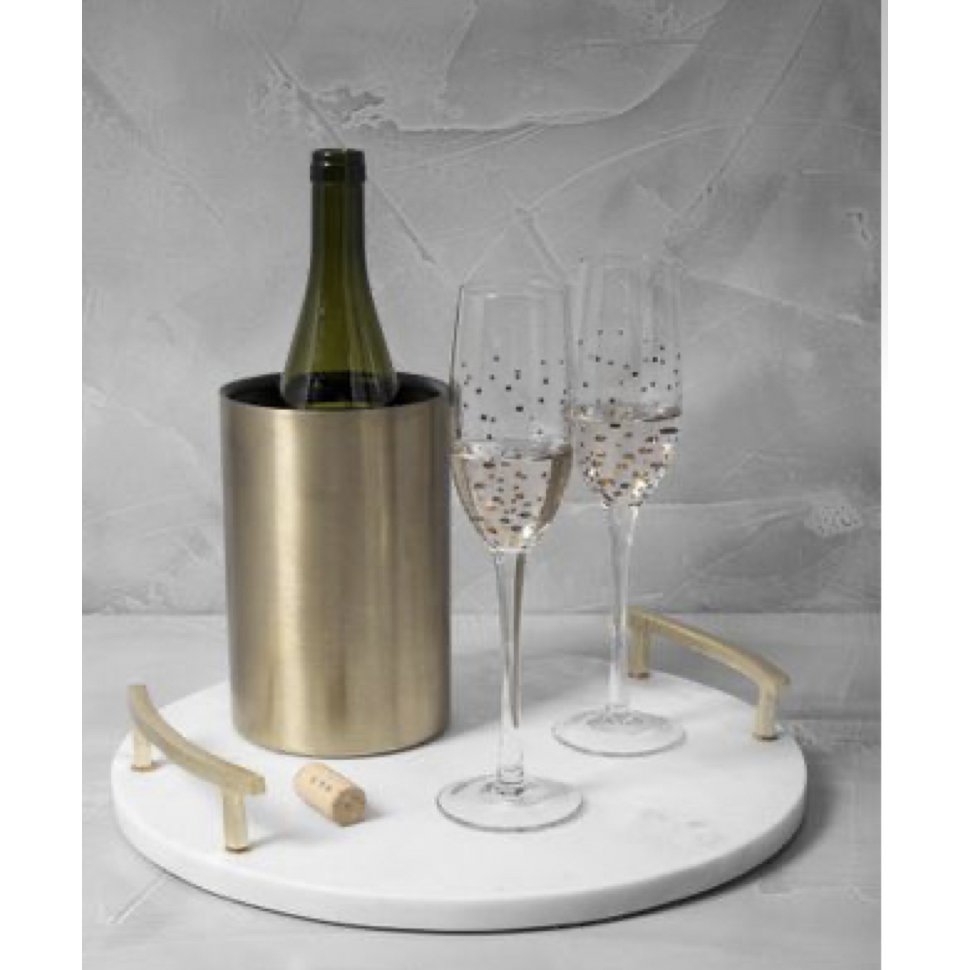 Marmeren dienblad met goudkleurige handgrepen, rechthoekig