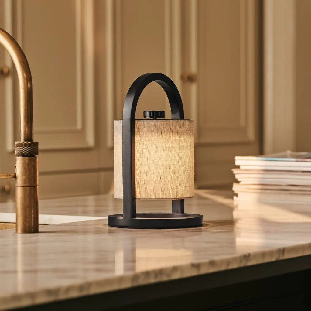 River Black & Gray Wooden oplaadbare lamp - Dimable & snateloze licht