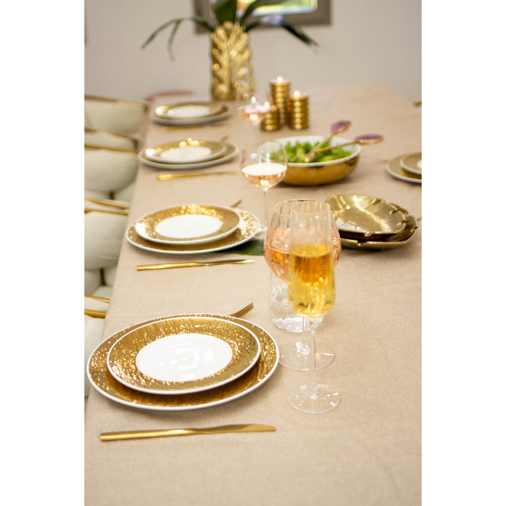 Witte en gouden dessertplaat 22 cm