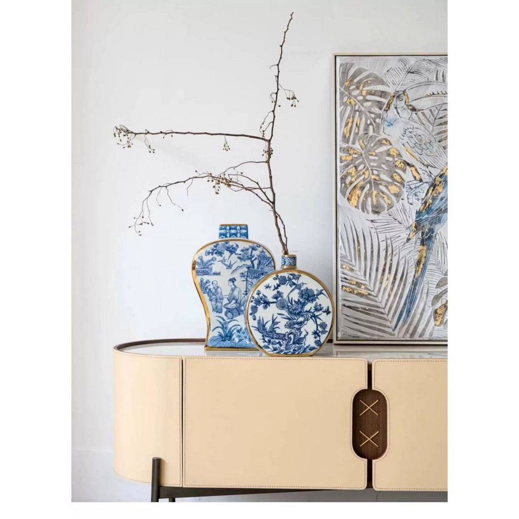 Nieuwe Chinese stijl, oosterse Parijse Delfts blauwe porselein vazen/lage stijl