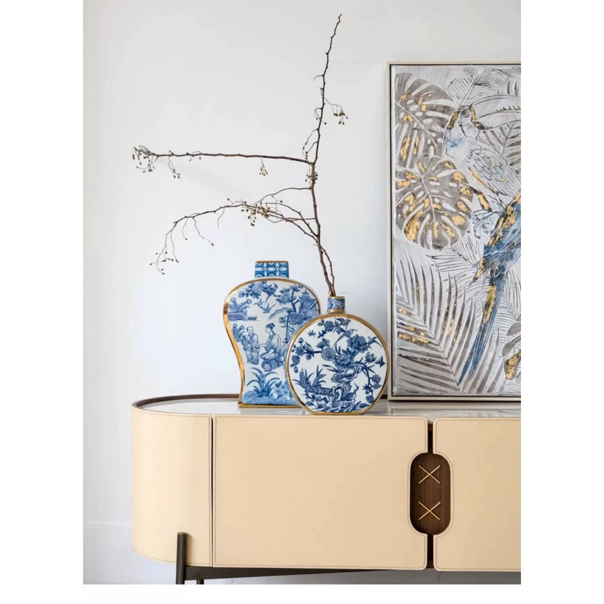 Nieuwe Chinese stijl, oosterse Parijse Delfts blauwe porselein vazen/lage stijl