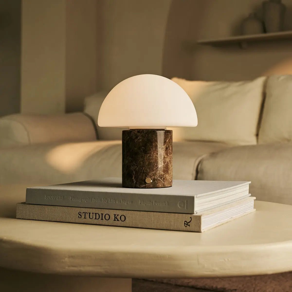 Maris Brown / Emperador Dark - Classic Marble Laidable Table Lamp met 3 lichte kleuren en dimfunctie