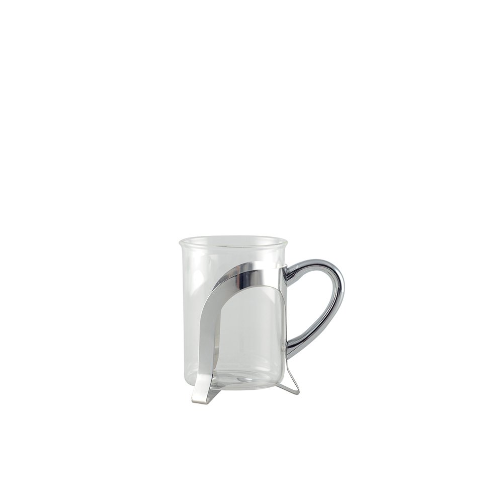 Glazen bekers met zilveren metalen decoratie - set van 2