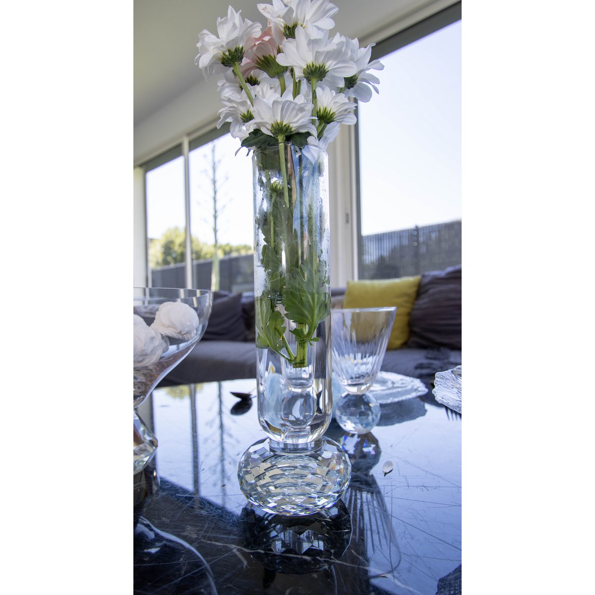 Vaasvoet diamant in glas 10x10x29.5 cm