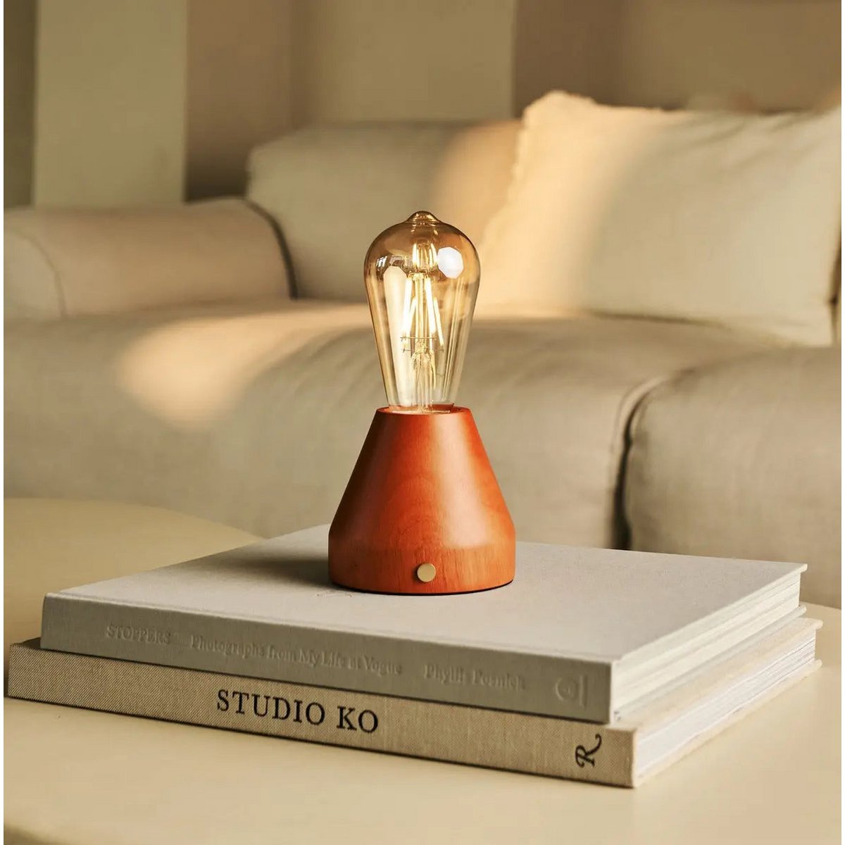 Zavi kastanje bruin oplaadbare LED-tafellamp-draadloos, dimable, 100 uur batterij