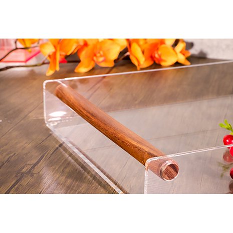 Acrylvak met houten handgrepen