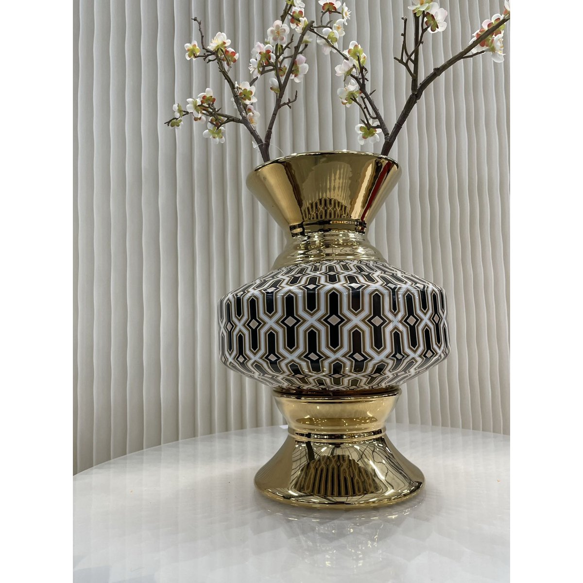 Vintage porseleinen vaas (CV10961-12-zwart-GROOT)