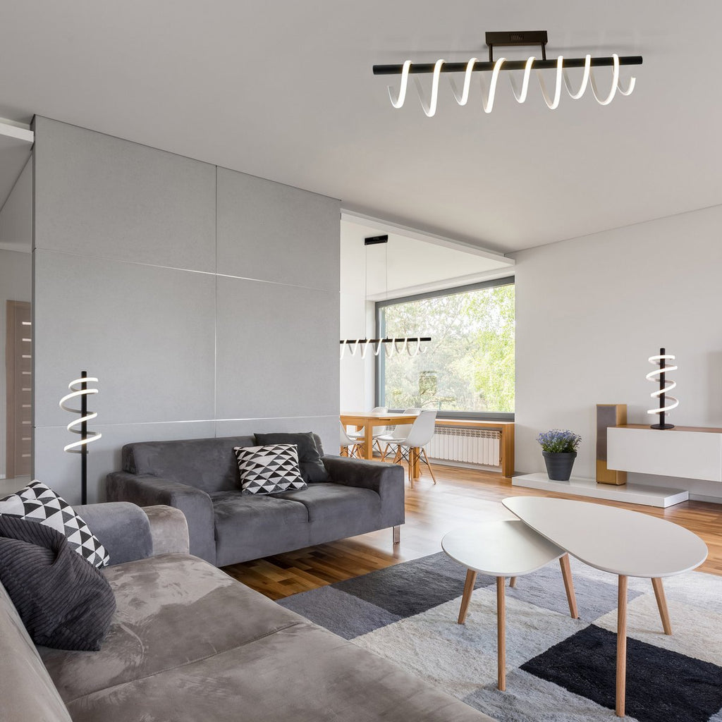 LED -plafondlicht "Belleza", moderne metalen plafondlamp en plastic in zwart en wit, met stevig gebouwd -in LED's, dimbaar, ongeveer 100 cm lang. De ideale verlichting voor woonkamer, eetkamer of keuken.