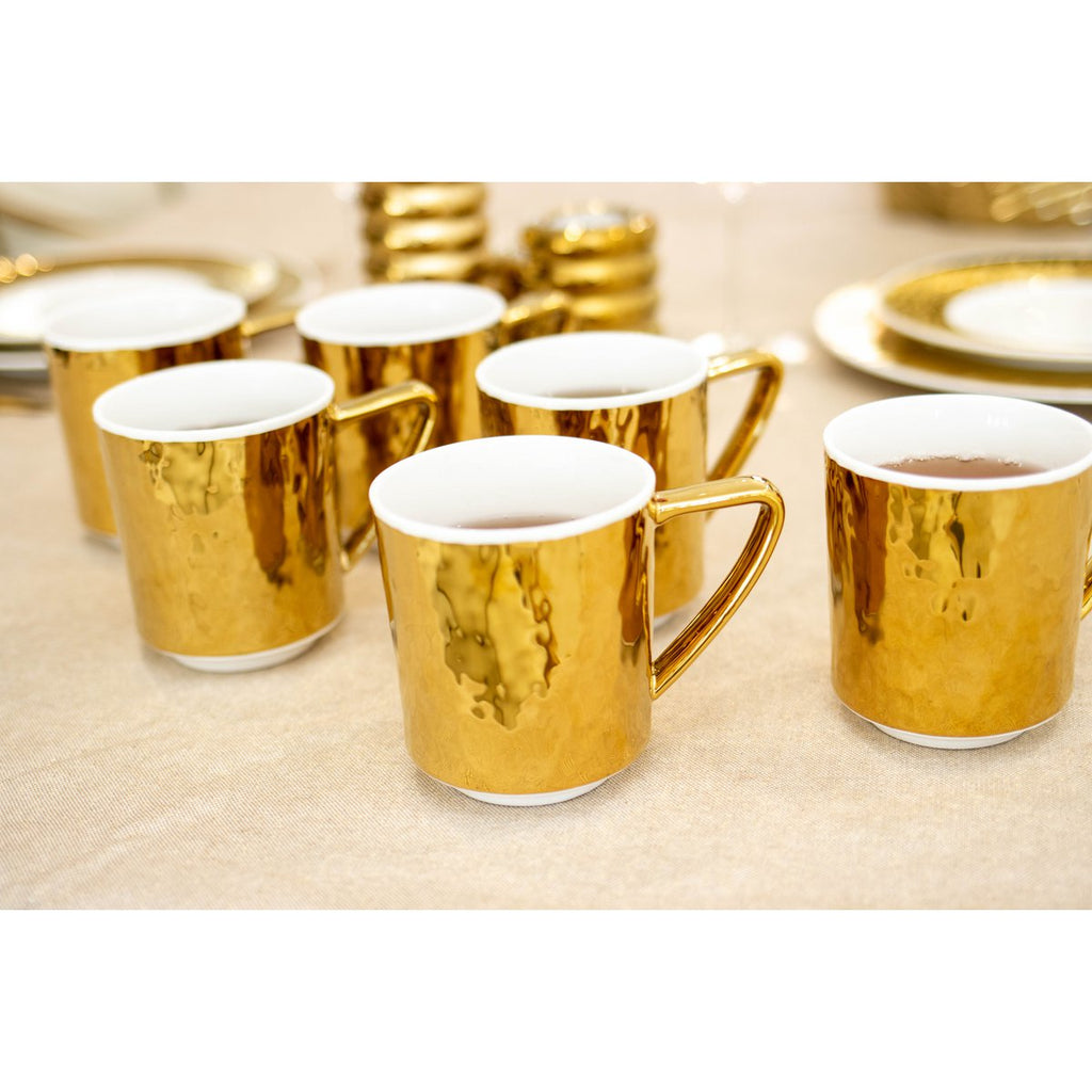 Witte en vergulde mok in porselein 340 ml