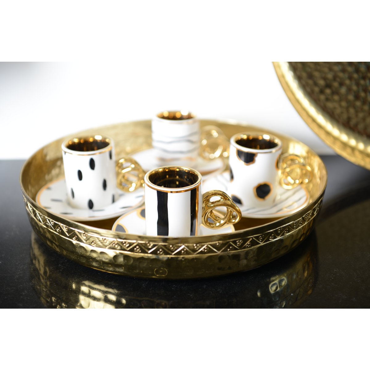 Gouden ronde lade 30,5 cm