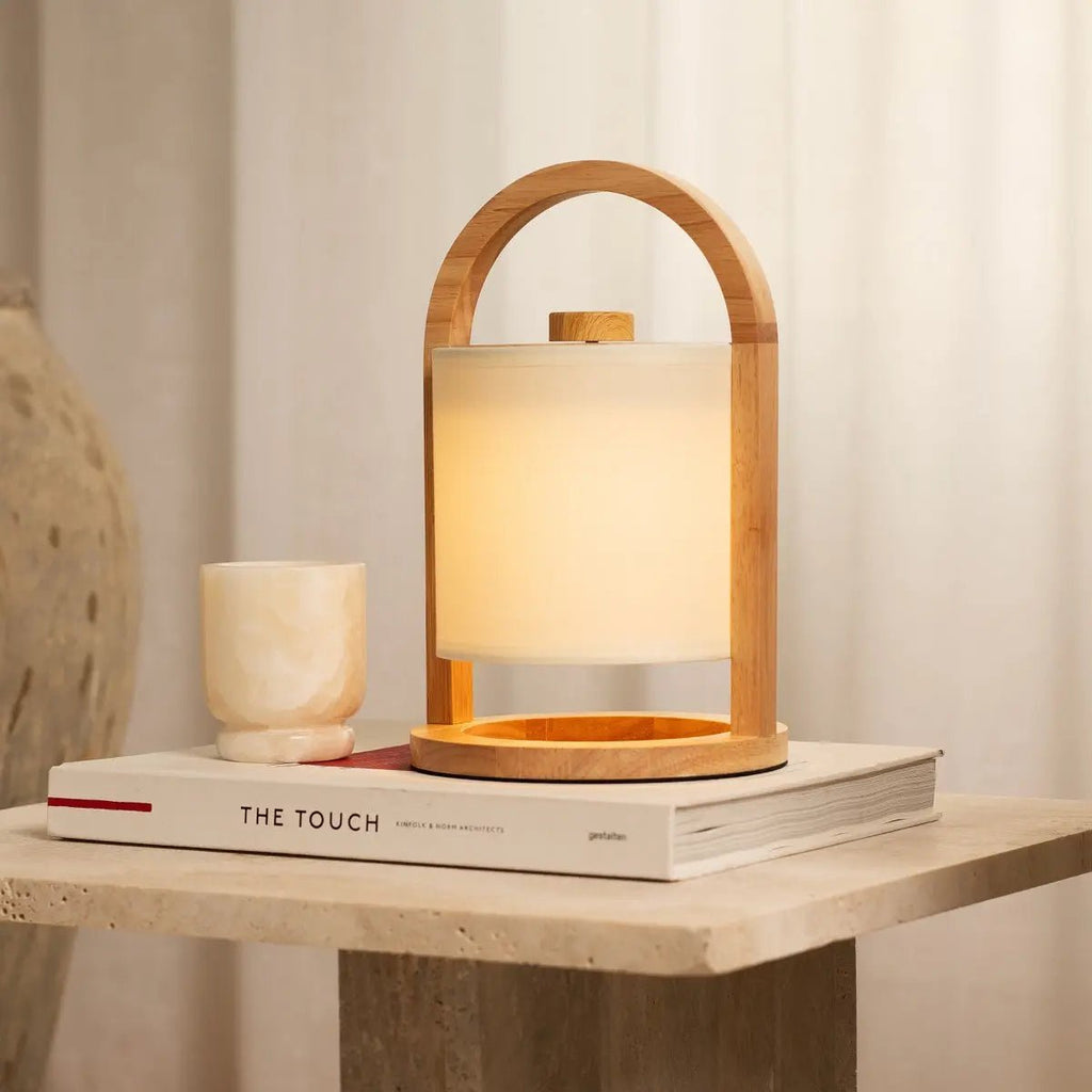 River Light Bruine Houten Oplaadbare Lamp – Dimbaar & Snoerloos Licht
