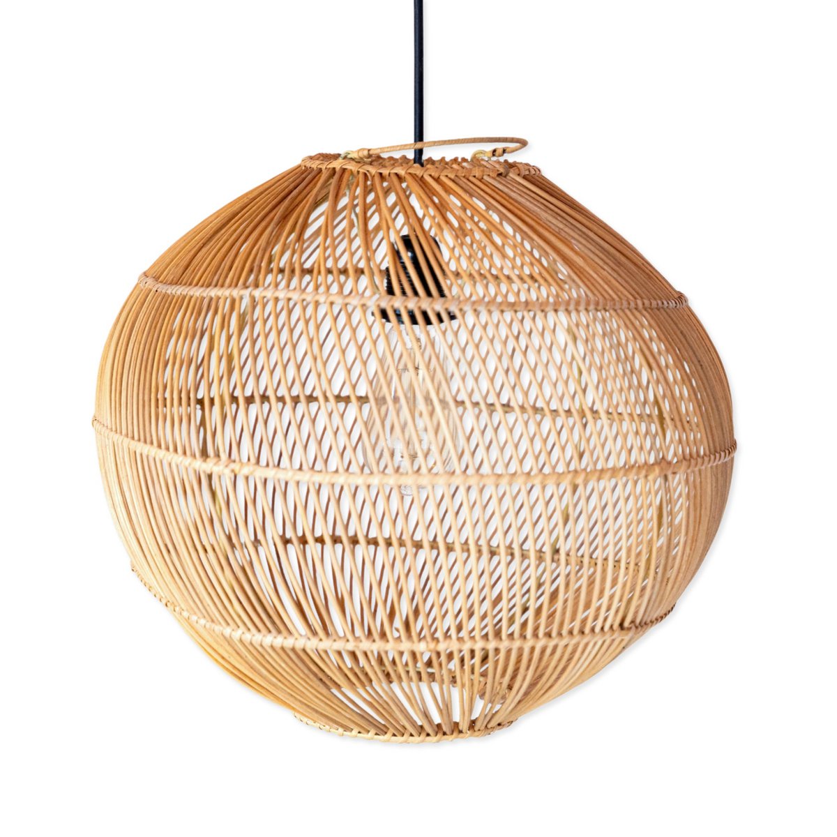 Round Rattan Lampshade - Boho hanglamp Modern - Handgemaakte plafondlamp - Sferische natuurlijke hanglamp (Ø 40/50 cm) Kencana