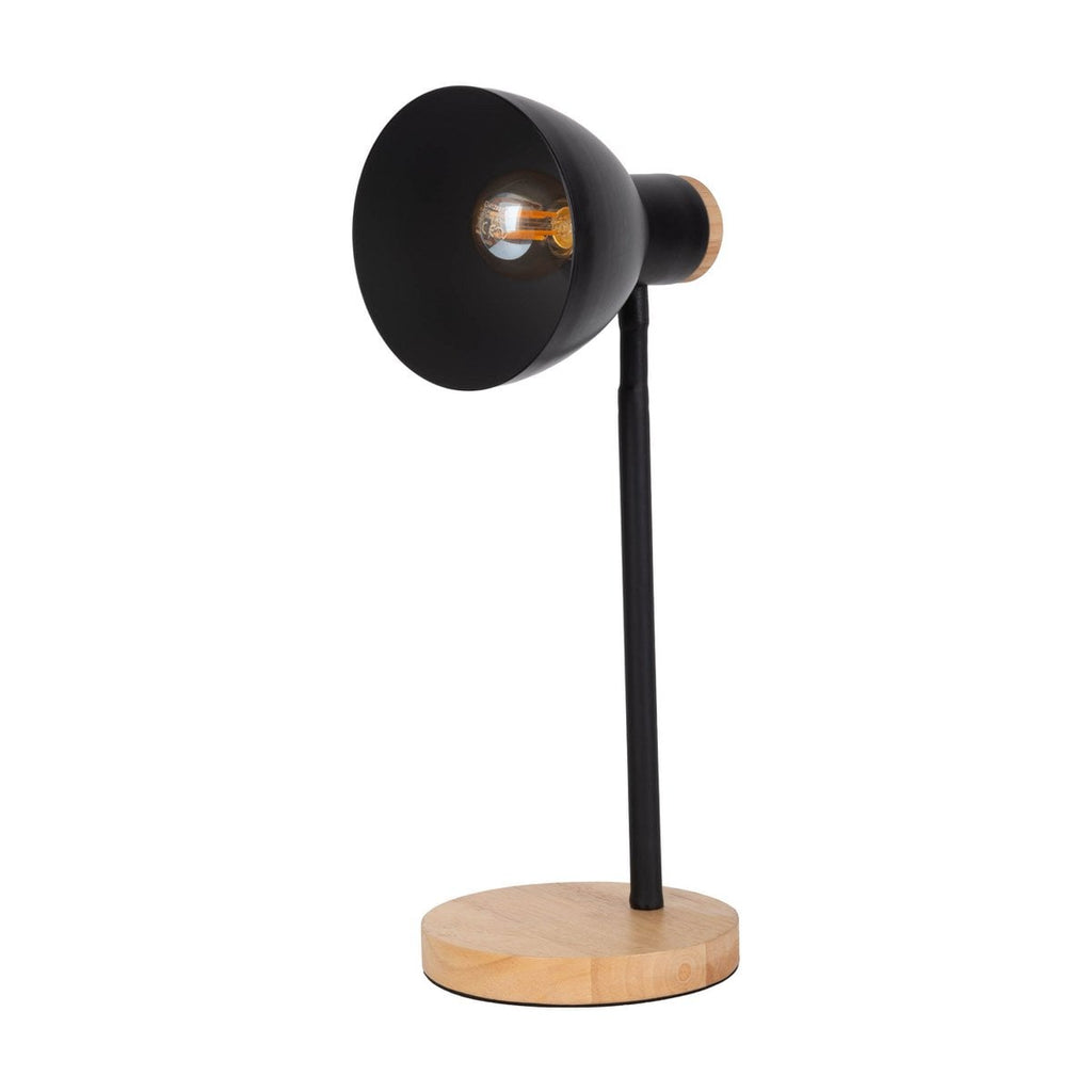 "Marie" bureaulamp gemaakt van metaal en hout, E14, zwart, 36,5 cm hoog