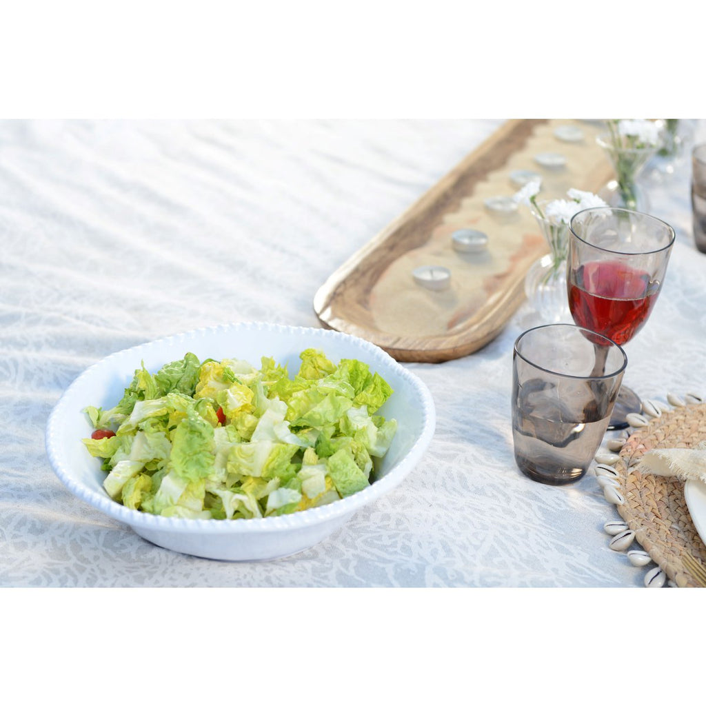 Witte melamine kom touw rand 30,5x30.5x9cm