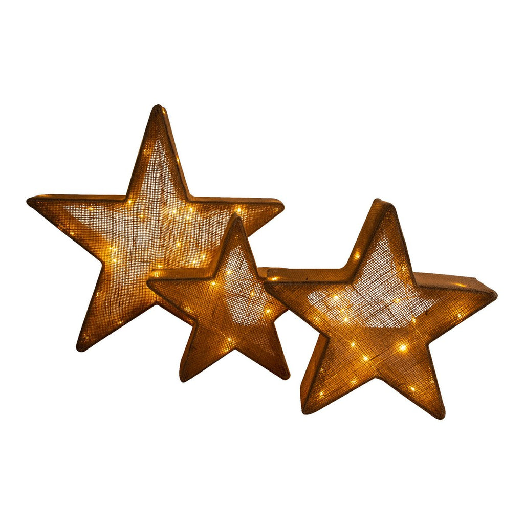 Liv · LED-kerstdecoratie — set van 3 sterren bruin