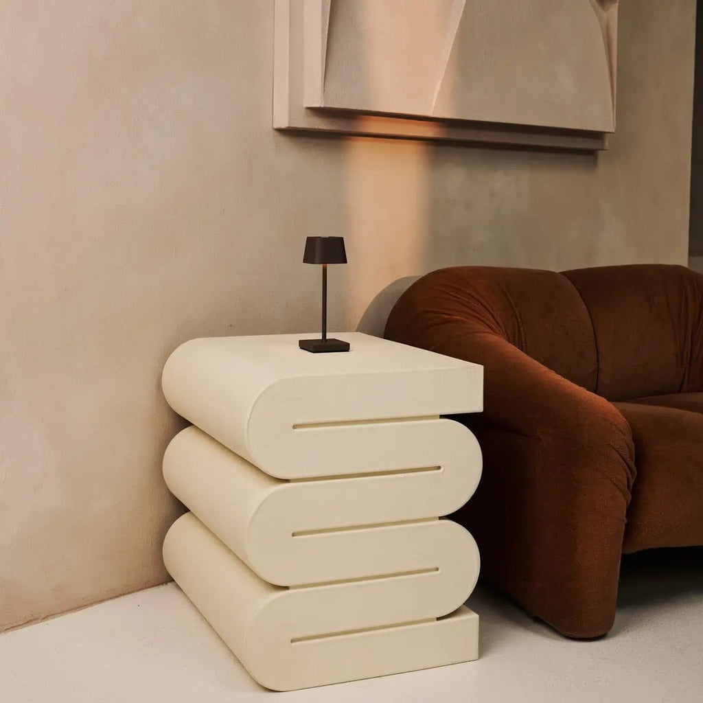 Sarphati Mini Mocha Bruin Draadloze tafellamp - Draadloos oplaadbaar via laadstation, dimbare lamp en 3 lichtmodi