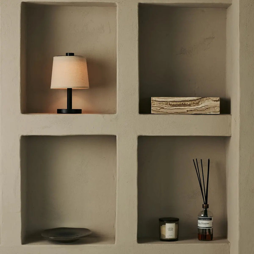 Rover zwarte houten lamp - oplaadbare, draadloze en dimbare schaduw